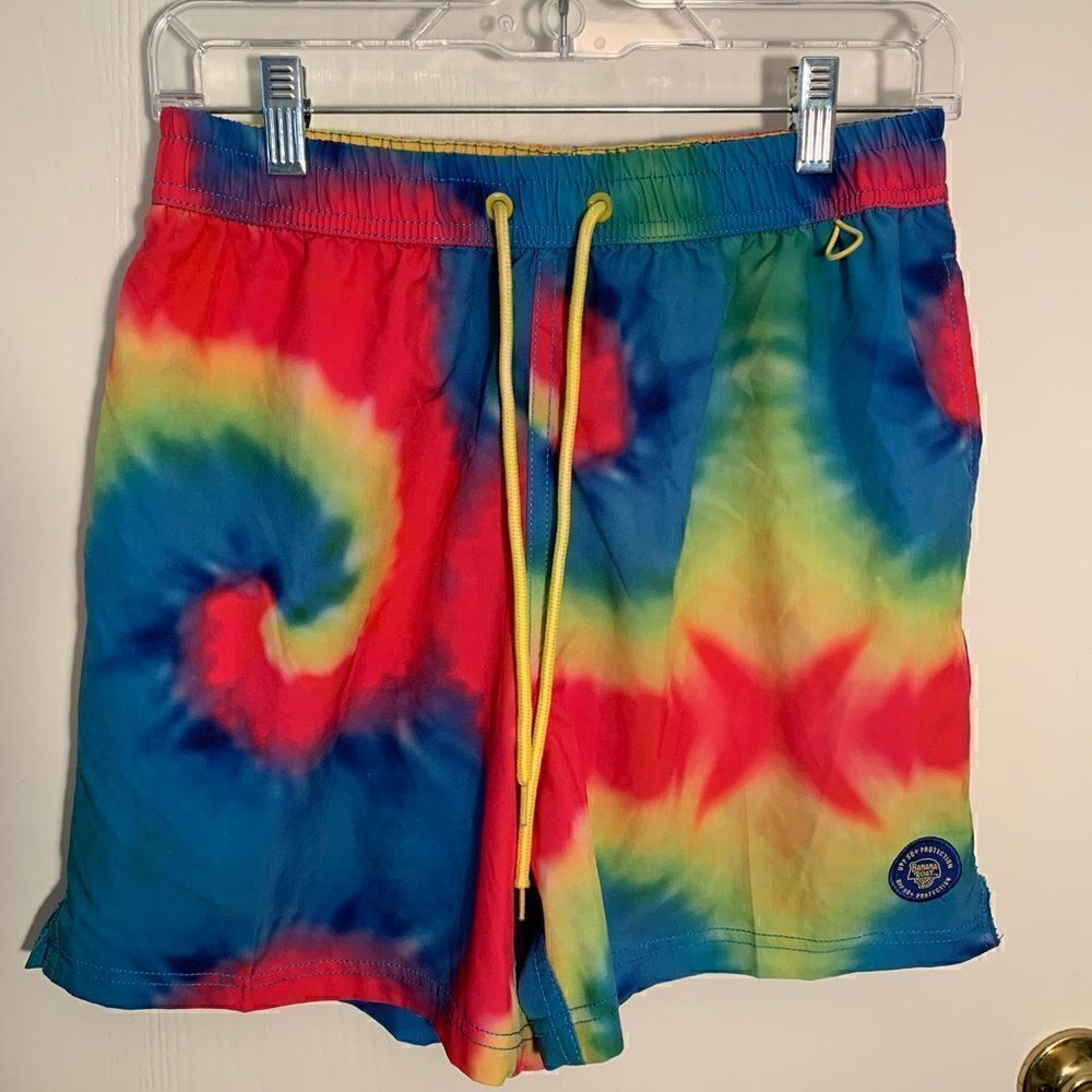Banana Boat EUC multicolored tie dye lined swim shorts Size Small